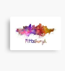 Pittsburgh skyline in watercolor Canvas Print