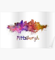 Pittsburgh skyline in watercolor Poster