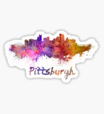 Pittsburgh skyline in watercolor Sticker