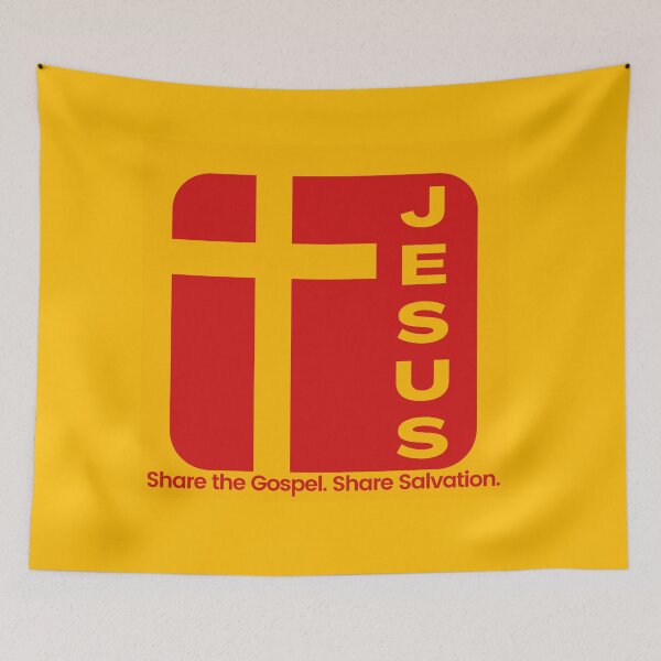 Item preview, Retro Red and Yellow Jesus Design designed and sold by palmsandprints2.