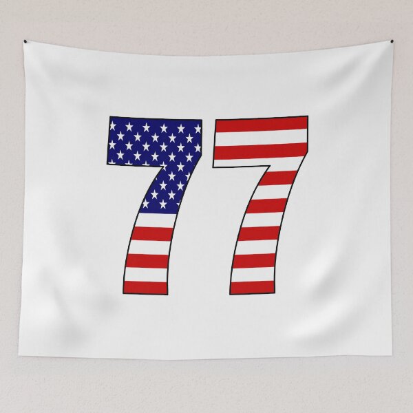 Item preview, Number 77 with USA flag on the background designed and sold by AllShirts21.