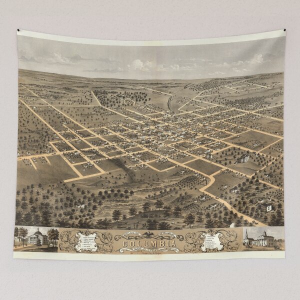 Item preview, Vintage Pictorial Map of Columbia MO (1869) designed and sold by BravuraMedia.