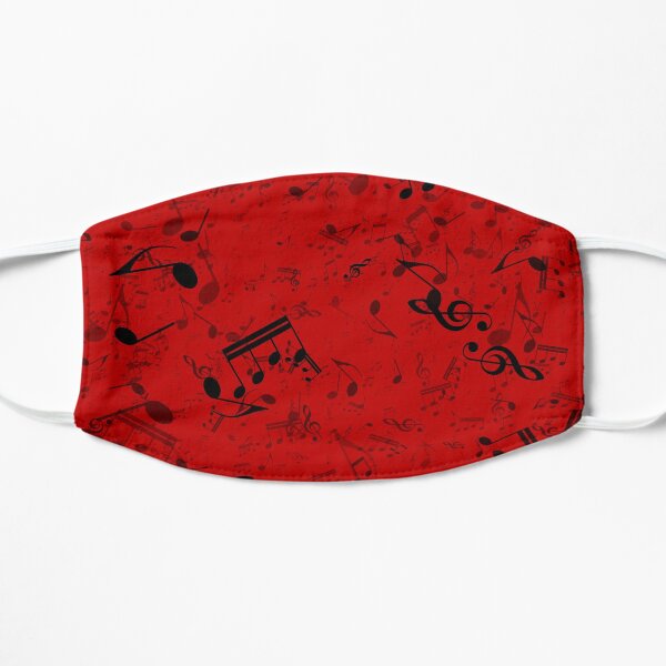 Red and Black Music Notes Pattern Mask