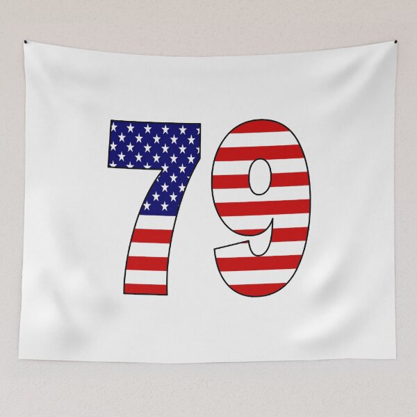 Item preview, Number 79 with USA flag on the background designed and sold by AllShirts21.
