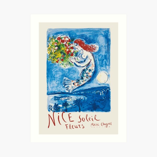Nice - Affiche de voyage vintage française par Marc Chagall Impression artistique