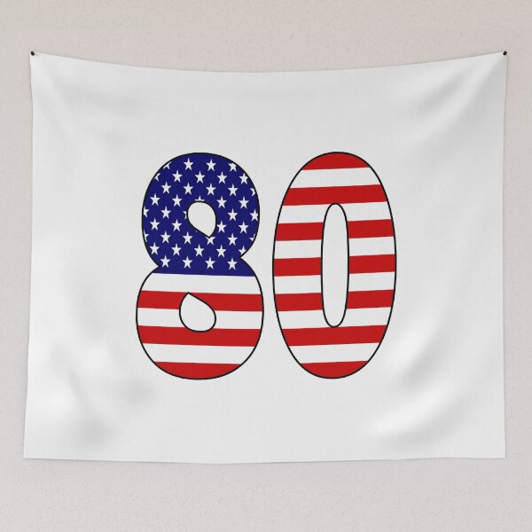 Item preview, Number 80 with USA flag on the background designed and sold by AllShirts21.