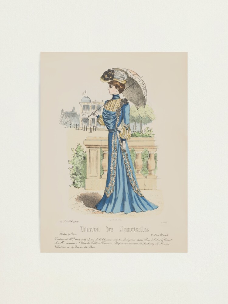 French Victorian Blue Dress from a 1900 Paris Fashion Magazine"  Photographic Print for Sale by Vintage-TM | Redbubble