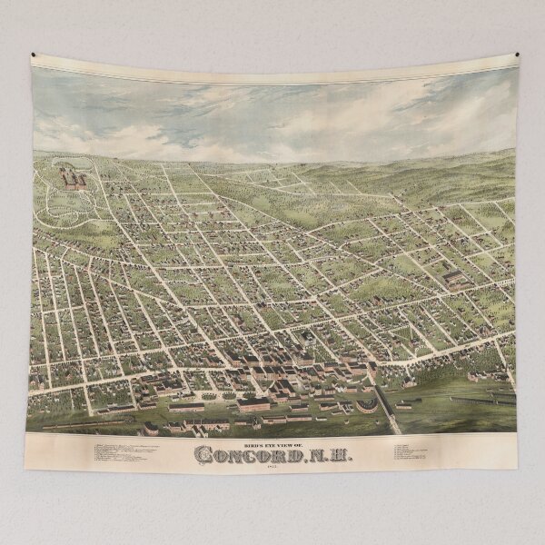 Item preview, Vintage Pictorial Map of Concord NH (1875) designed and sold by BravuraMedia.