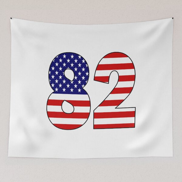 Item preview, Number 82 with USA flag on the background designed and sold by AllShirts21.