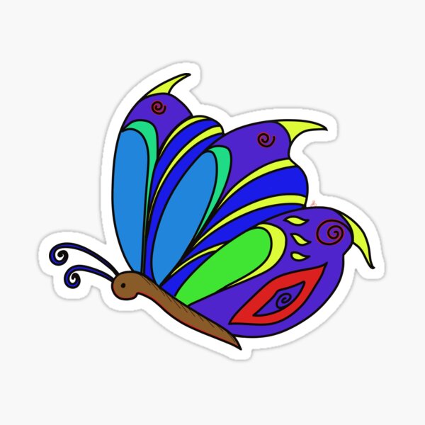 Papillon, insecte décoratif, dessin coloré Sticker