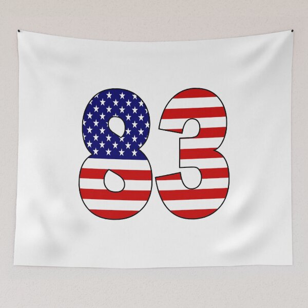 Item preview, Number 83 with USA flag on the background designed and sold by AllShirts21.