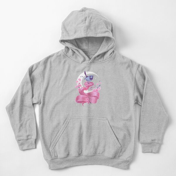 Pink Snake and Bird Kids Pullover Hoodie