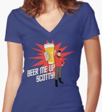Beer Me Up Scotty Women's Fitted V-Neck T-Shirt