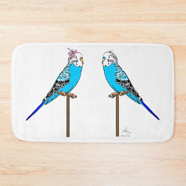 Item preview, Crazy Bird Person with Blue Budgies designed and sold by Laughing Parrot Studio.