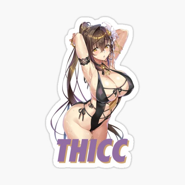 Thicc Ecchi Anime Girl Con Grandes Tities Pegatina
