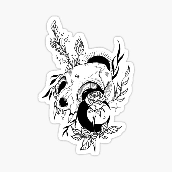 Item preview, Skull and Flowers Sticker designed and sold by aylakhrystyne.