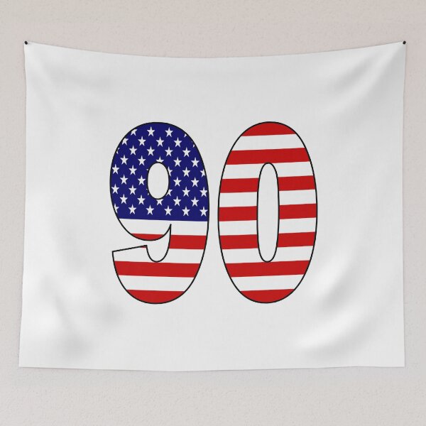 Item preview, Number 90 with USA flag on the background designed and sold by AllShirts21.