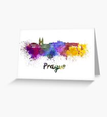 Prague skyline in watercolor Greeting Card