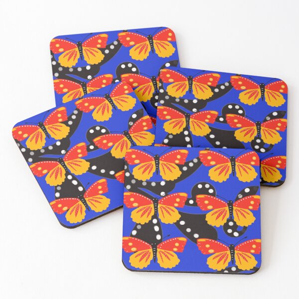 Item preview, Yellow and red butterflies abstract print designed and sold by OakendOriginals.