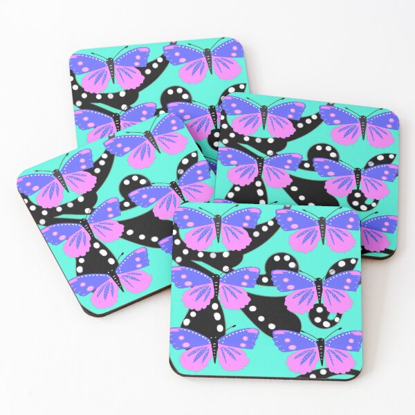 Item preview, Blue and pink  butterflies abstract print designed and sold by OakendOriginals.