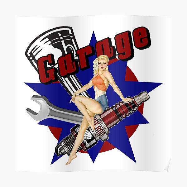 Rockabilly Garage Pinup Poster For Sale By Blackrain1977 Redbubble