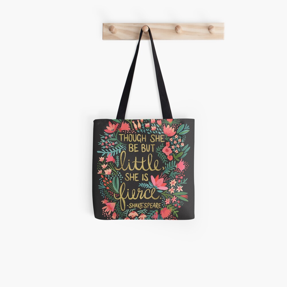 Little & Fierce on Charcoal Tote Bag