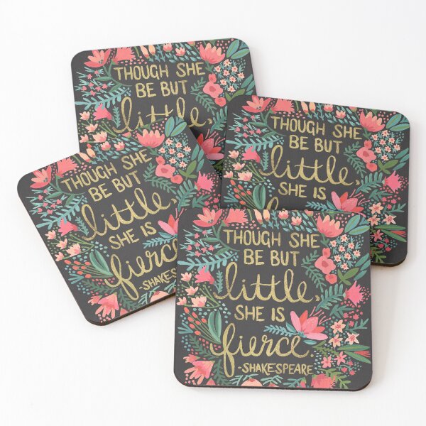 Little & Fierce on Charcoal Coasters (Set of 4)