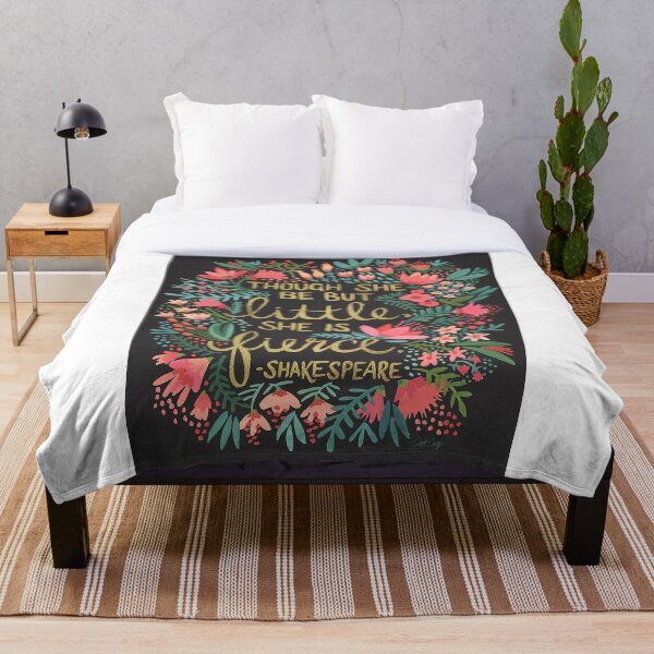 Little & Fierce on Charcoal Throw Blanket