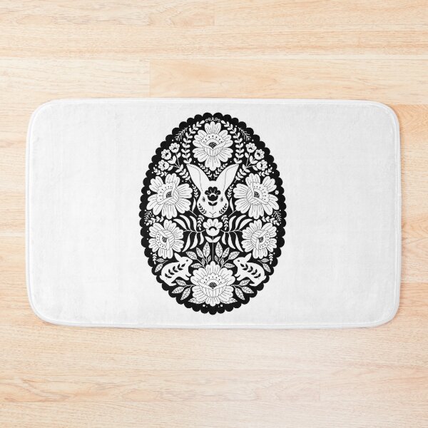 Item preview, White Rabbit Folk Art Black oval art designed and sold by WensdiMade.