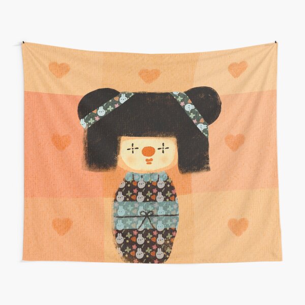 Kokeshi doll clown Tapestry