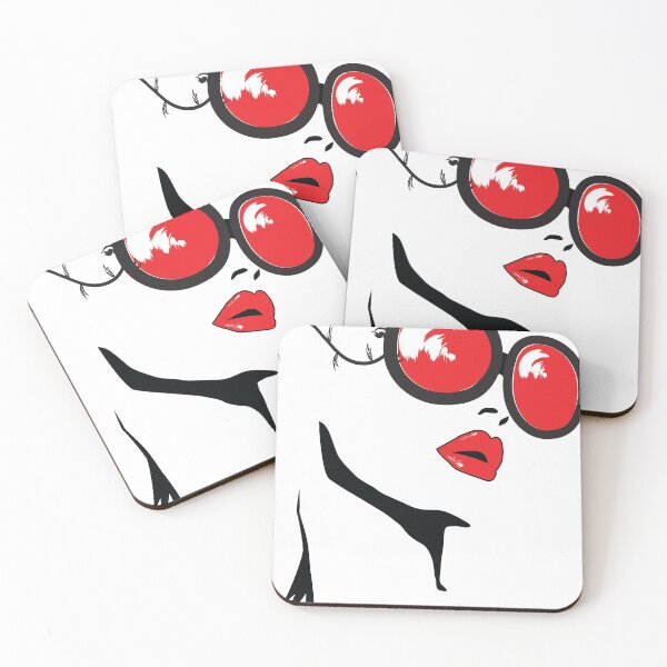 Item preview, beauty woman red red lipstick and red glasses designed and sold by medoart.