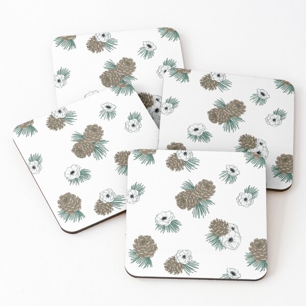 Item preview, Winter Floral of Pinecones and White Anemone Flowers designed and sold by carabara.