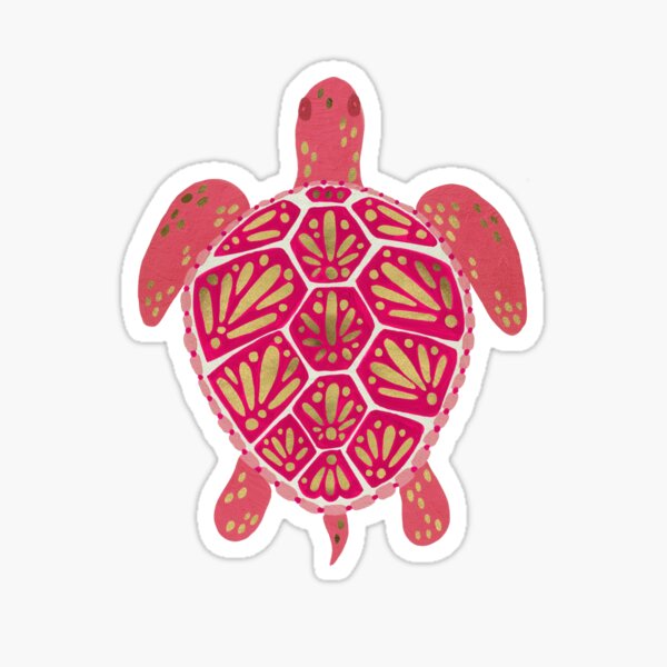 Pink & Gold Sea Turtle Sticker