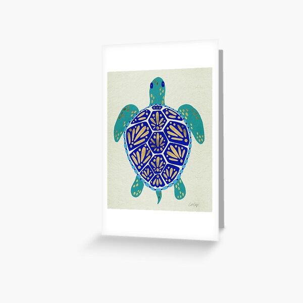 Sea Turtle – Navy & Gold Greeting Card