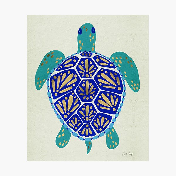 Sea Turtle – Navy & Gold Photographic Print