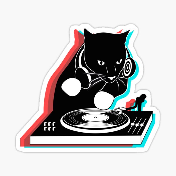 Funny Cute DJ Cat Sticker for Sale by Nextlevellife