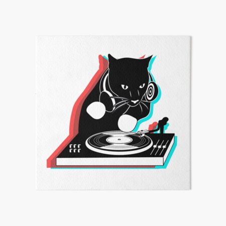 DJ Cat (Black) | Art Board Print