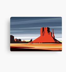 Arizona Desert Landscape Sunset Illustration Canvas Print