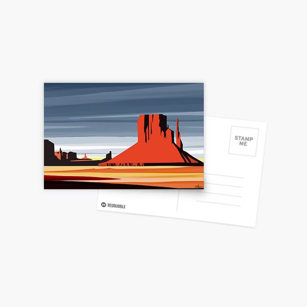 Arizona Desert Landscape Sunset Illustration Postcard