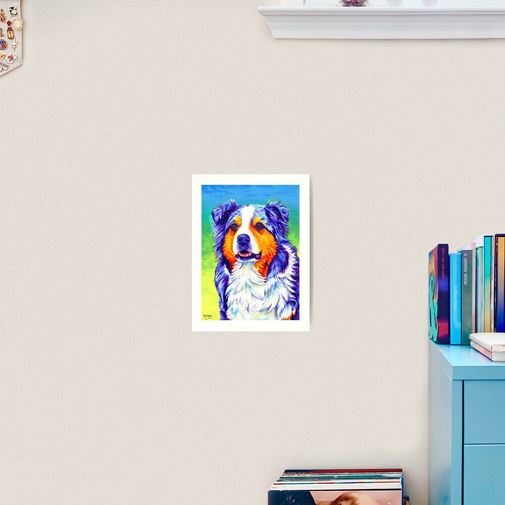 Alert Aussie - Blue Merle Australian Shepherd Dog Art Print