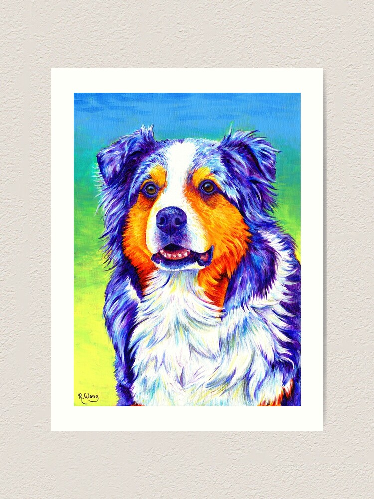 Alternate view of Alert Aussie - Blue Merle Australian Shepherd Dog Art Print
