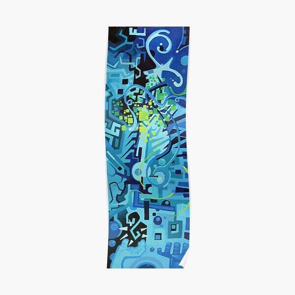 Held Gently in Blue - Abstract Acrylic Canvas Painting Poster