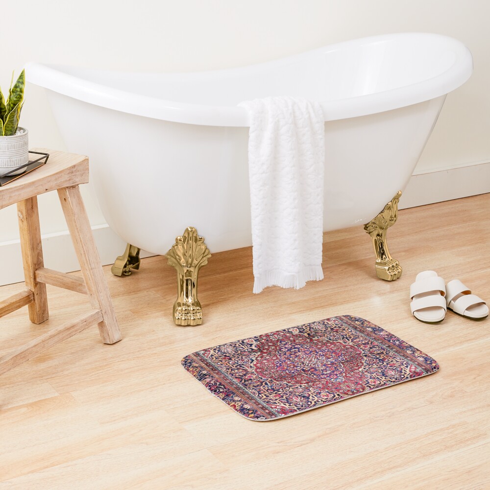 Kashan Central Persian Silk Rug Print Bath Mat