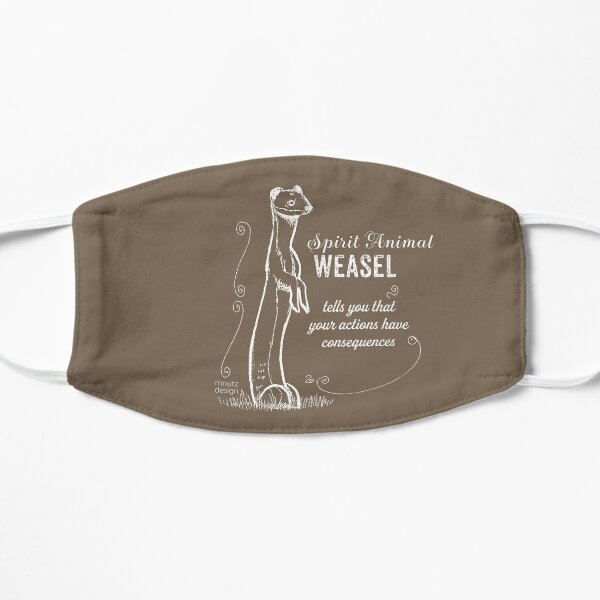 Krafttier - Spirit animal - Weasel - Wiesel - weiß Flache Maske