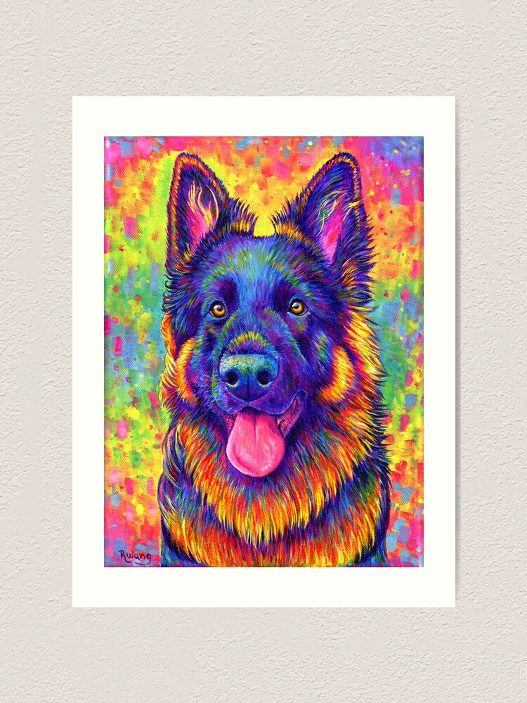 Alternate view of Luminescent - Psychedelic German Shepherd Dog Art Print
