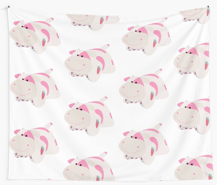 pink cow strawberry pillow pet