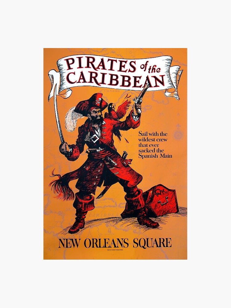 Thumbnail 3 of 3, Sticker, Pirates of the Carribean Ride Poster designed and sold by queenmopply.