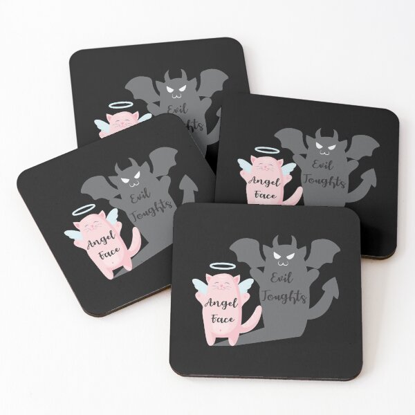 Item preview, Angel Face Evil Toughts, Angel cat with Evil Shadow designed and sold by trendyshopy.