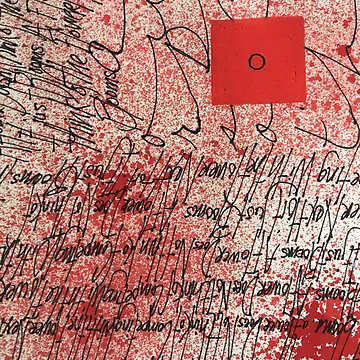 Artwork thumbnail, Red Splatter Text Pattern Design by NancyMerkle
