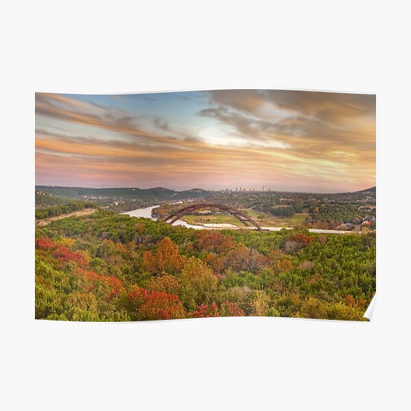 Pennybacker Bridge Autumn Colors - Austin, Texas Poster